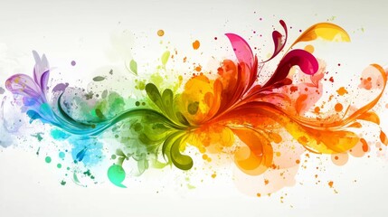 Leinwandbilder - Bright abstract background with paint splashes in vibrant colors, creating a joyful, artistic composition with dynamic movement