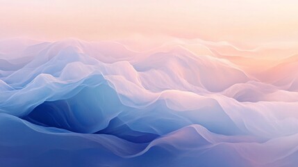 Leinwandbilder - Soft pastel abstract waves in light pink, blue, and lavender, with smooth transitions and subtle shadows for a dreamy, calming effect