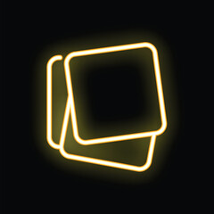Poster - Neon yellow glowing layers icon on black background, shining effect for app button or website design