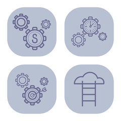 Poster - Set of line icons of essential business concepts. Finance, time management, productivity, and growth strategies