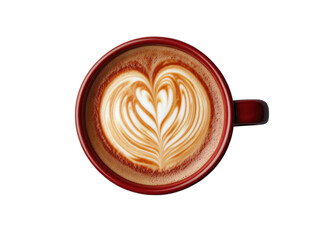 Wall Mural - Isolated Heart Latte Art in Red Cup