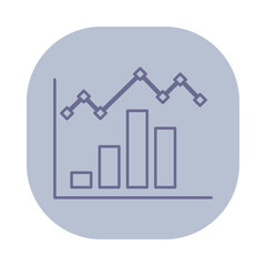 Poster - Simple icon of fluctuating line above vertical bars, indicating business performance metrics