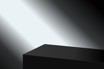 Wall Mural - the corner of the black table with light shining down, blank black product studio background, stage,