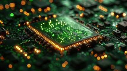 Poster - Illuminated Microchip Circuit Board Technology