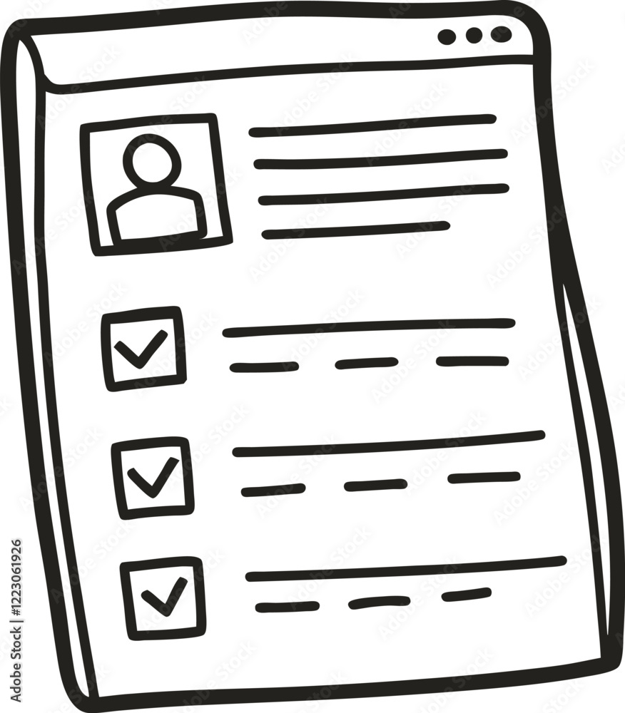 Illustrated Resume Template with Profile Photo and Checklists Stock ...