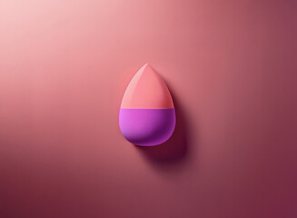 Leinwandbilder - A teardrop-shaped object, bisected horizontally, displays a coral top and a vibrant purple bottom against a soft pink backdrop.  The image emphasizes color contrast and simple form.