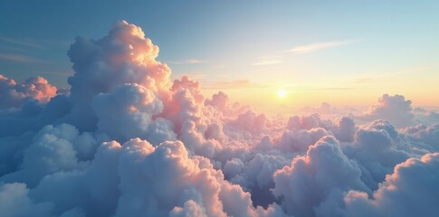 Wall Mural - layered clouds with fine filaments and radial composition, stratocumulus, airy, hazy