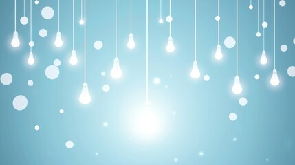 Poster - Delicate white lights dangle gracefully from above, casting a soothing glow over the light blue background. This serene setting evokes feelings of peace and wonder, perfect for relaxation