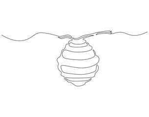 Wall Mural - Continuous one line drawing of honeycomb. One line drawing illustration of hanging bee hive. Natural healthy food concept single line. Editable outline