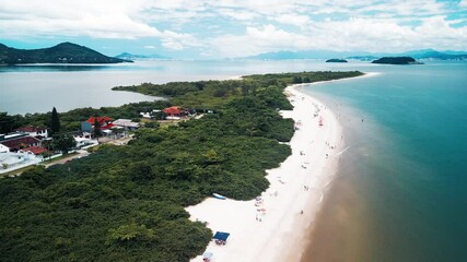 Wall Mural - Aerial view of the sandy beach named Daniela located on the north of Santa Catarina island, Florianopolis, Brazil