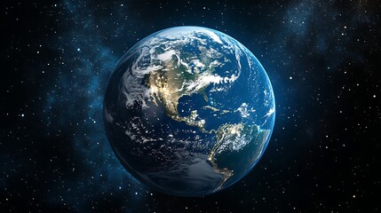 Wall Mural - a large number of small space debris orbits the earth planet