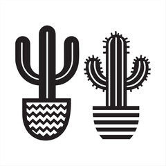 Fototapete - hand drawing Cactus in Pots isolated Vector Illustration on White Background