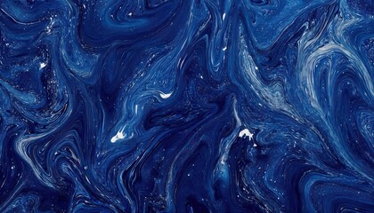 Aufkleber - deep navy blue abstract fluid art pattern with white accents, perfect for modern designs, background, or artistic visuals

