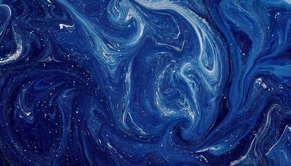 Aufkleber - deep navy blue abstract fluid art pattern with white accents, perfect for modern designs, background, or artistic visuals

