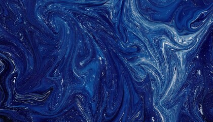 Aufkleber - deep navy blue abstract fluid art pattern with white accents, perfect for modern designs, background, or artistic visuals

