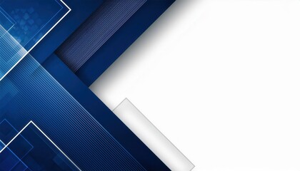 Poster - abstract geometric background with overlapping blue and white panels, modern layered shapes and lines, ideal for technology, business, and design themes