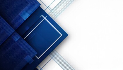 Aufkleber - abstract geometric background with overlapping blue and white panels, modern layered shapes and lines, ideal for technology, business, and design themes