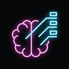 Poster - neon brain illustration is connecting with digital signals representing artificial intelligence