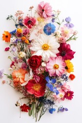 Wall Mural - Colorful flowers on white