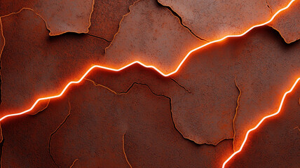 Wall Mural - Representations of Rust Concept, Rusty texture with glowing cracks, creating dramatic visual effect