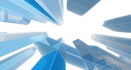 Wall Mural - abstract city architecture 3d rendering 3d illustration