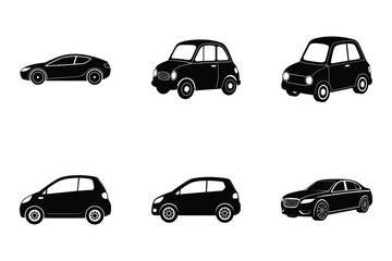 Wall Mural - Popular car silhouettes flat vector set isolated on white background