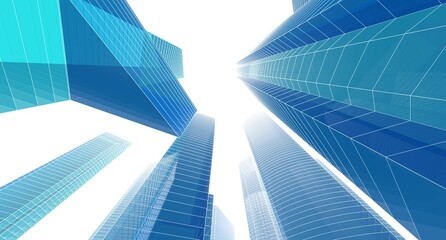 Wall Mural - abstract city architecture 3d rendering 3d illustration