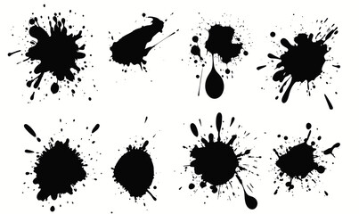 Poster - Dynamic Grunge Ink Splotch Vector Set with Spray Stains and Paint Drops for Artistic Designs