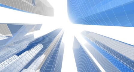 Wall Mural - abstract city architecture 3d rendering 3d illustration