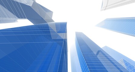 Wall Mural - abstract city architecture 3d rendering 3d illustration