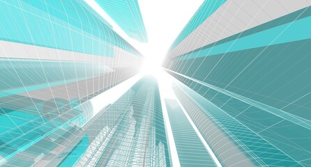 Wall Mural - abstract city architecture 3d rendering 3d illustration
