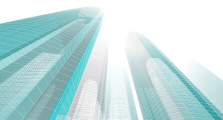 Wall Mural - abstract city architecture 3d rendering 3d illustration