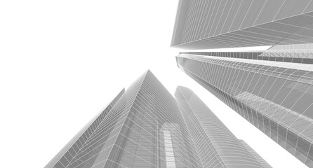 Wall Mural - abstract city architecture 3d rendering 3d illustration