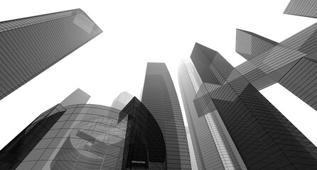 Wall Mural - abstract city architecture 3d rendering 3d illustration