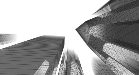 Wall Mural - abstract city architecture 3d rendering 3d illustration