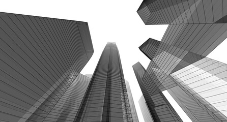 Wall Mural - abstract city architecture 3d rendering 3d illustration