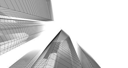 Wall Mural - abstract city architecture 3d rendering 3d illustration