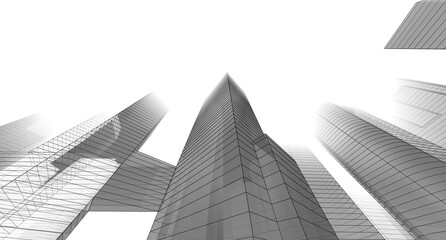 Wall Mural - abstract city architecture 3d rendering 3d illustration