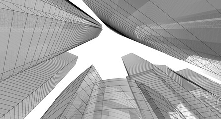 Wall Mural - abstract city architecture 3d rendering 3d illustration