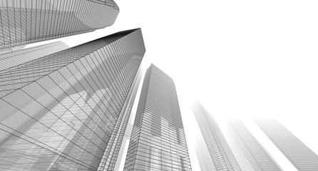 Wall Mural - abstract city architecture 3d rendering 3d illustration