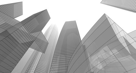 Wall Mural - abstract city architecture 3d rendering 3d illustration