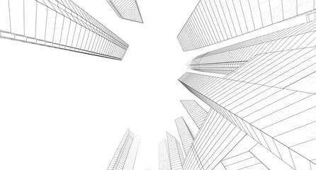 Wall Mural - abstract city architecture 3d rendering 3d illustration