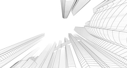 Wall Mural - abstract city architecture 3d rendering 3d illustration