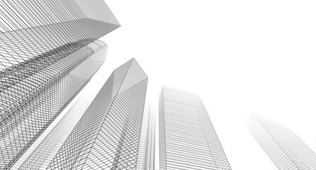 Wall Mural - abstract city architecture 3d rendering 3d illustration