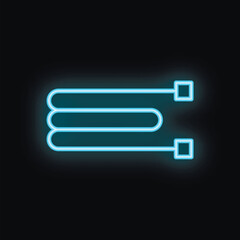Poster - blue neon icon of a cable glowing on a black background