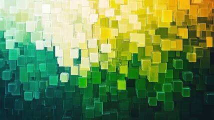 Poster - Abstract geometric pattern with green and yellow rectangles in gradient