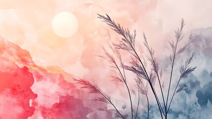 Poster - ethereal blended gradients in soothing neutral tones with delicate wispy textures and a harmonious m
