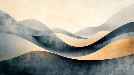 Poster - Serene gradient shadows blending soft abstract layers and neutral delicate patterns for a modern atmospheric and aesthetic landscape design