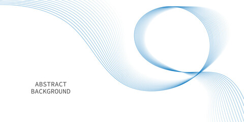 Aufkleber - Minimalistic abstract Blue wavy Lines background. Flowing line with subtle gradient effect. The design is lightweight and airy, suitable for use in banners, flyers, and website headers