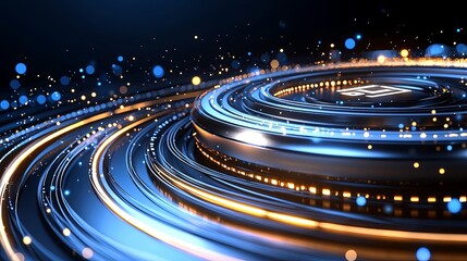 Poster - Dynamic light trails and sparkling effects digital art abstract visualization futuristic environment close-up perspective motion and energy concept